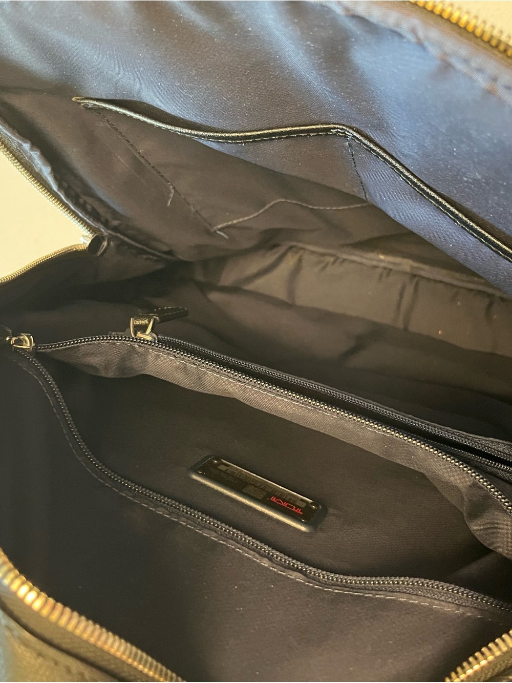 Tumi Black Leather Backpack with Silver-Tone Hardware - Picture 9 of 12